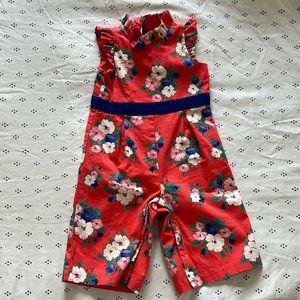 Janie and Jack - Red Floral Jumpsuit - 6 to 12M